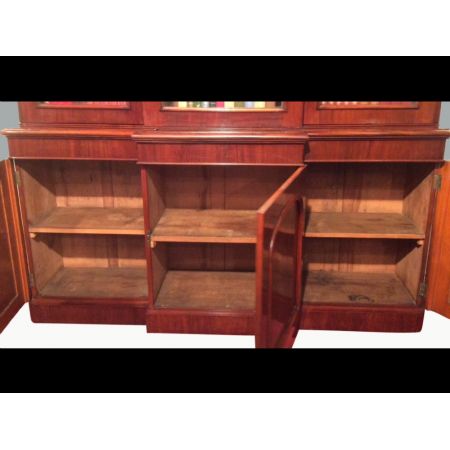 Großes, dreitüriges Bücherregal aus antikem Mahagoni