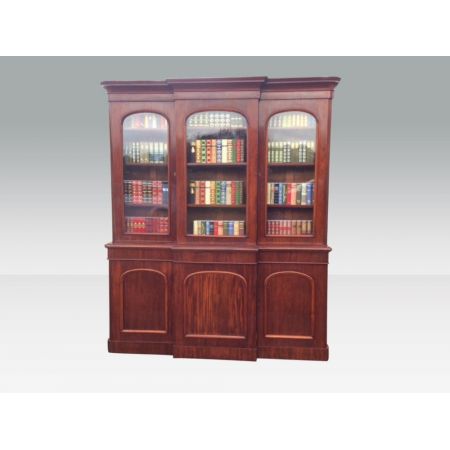 Großes, dreitüriges Bücherregal aus antikem Mahagoni