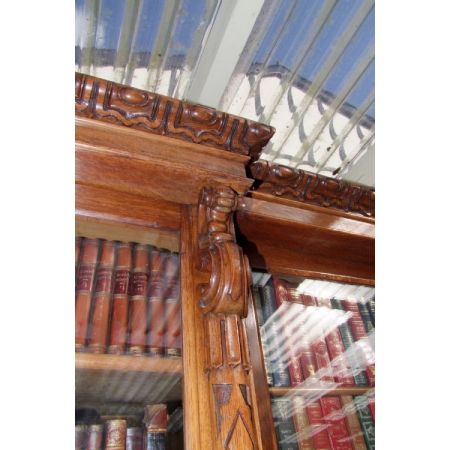 Großes Bücherregal aus goldener Eiche aus dem 19. Jahrhundert mit Sekretär