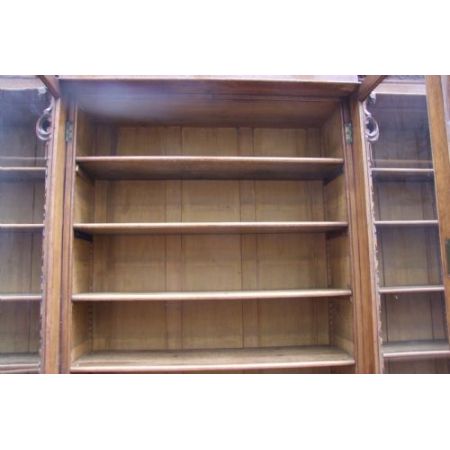 Großes Bücherregal aus goldener Eiche aus dem 19. Jahrhundert mit Sekretär