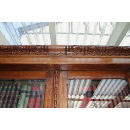 Großes Bücherregal aus goldener Eiche aus dem 19. Jahrhundert mit Sekretär