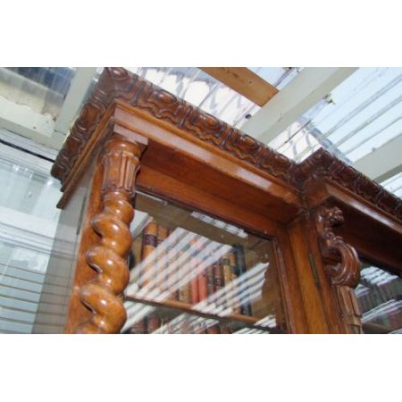 Großes Bücherregal aus goldener Eiche aus dem 19. Jahrhundert mit Sekretär