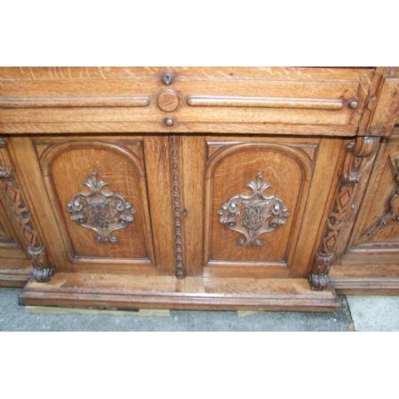 Großes Bücherregal aus goldener Eiche aus dem 19. Jahrhundert mit Sekretär