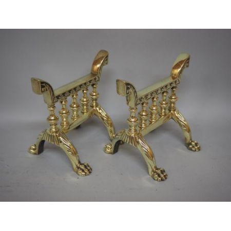 Fire Dogs aus Messing antik aus dem 19. Jahrhundert