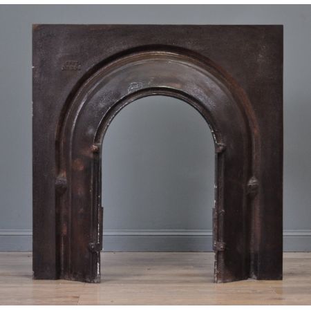 Antiker Kamineinsatz Kaminbogen Iron fire place Gusseisen Eisen viktorianisch, spätes 19. Jahrhundert