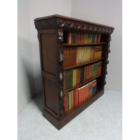 Massiv geschnitztes, offenes Bücherregal aus Eichenholz