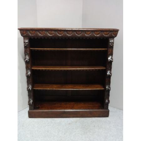 Massiv geschnitztes, offenes Bücherregal aus Eichenholz