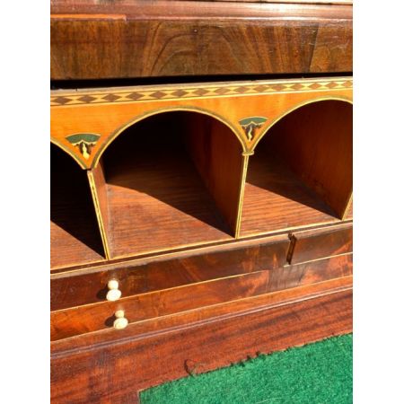 Mahagoni-Sekretär-Bücherregal mit herausragendem Interieur