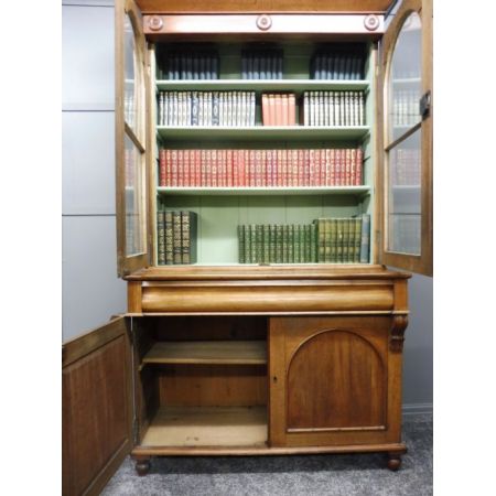 Viktorianisches Eichen und Mahagoni Bücherregal 