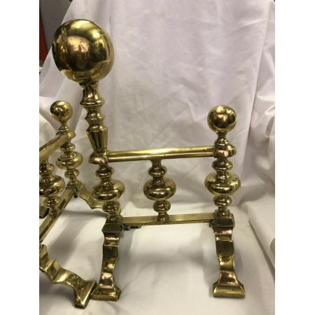 Paar Feuerböcke Kaminböcke antik fire dogs Messing Eisen viktorianisch