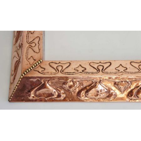 Kamin Kotflügel mit Kupferverkleidung Kupferrahmen antik Massivholz ca. 1910/15 