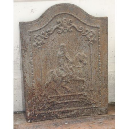 Gusseiserner Kamin mit Pferd und Reiter, um 1700