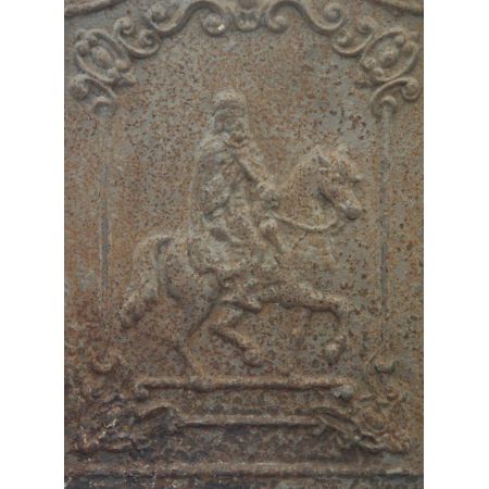 Gusseiserner Kamin mit Pferd und Reiter, um 1700