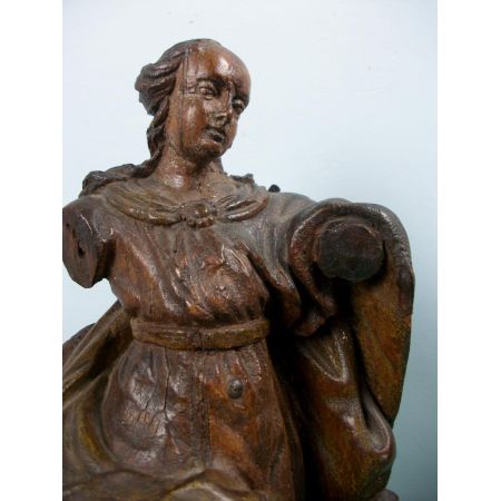 Skulptur  Eiche der Madonna aus dem 17. Jahrhundert , italienische Schnitzerei in Eiche