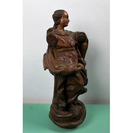 Skulptur  Eiche der Madonna aus dem 17. Jahrhundert , italienische Schnitzerei in Eiche