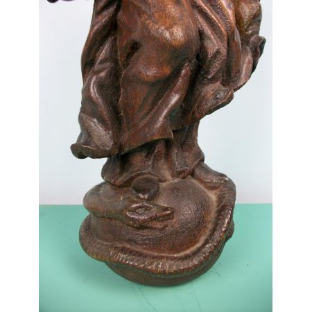 Skulptur  Eiche der Madonna aus dem 17. Jahrhundert , italienische Schnitzerei in Eiche