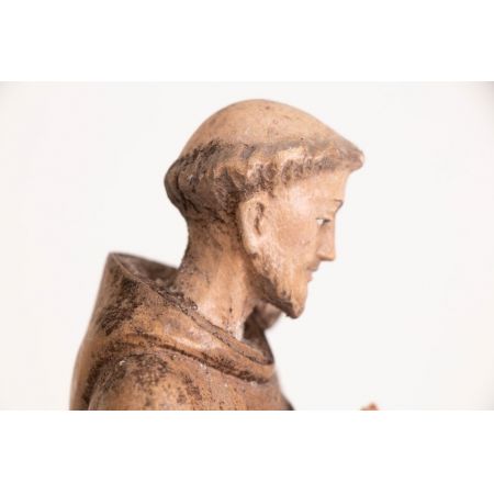Antike Holzstatue des Heiligen Franziskus gefretigt von Assisi.19. Jahrhunderts.