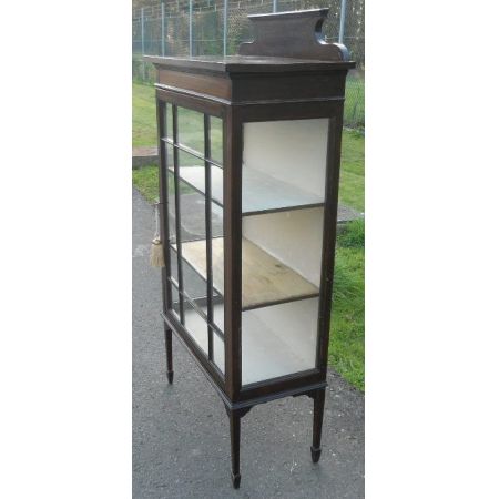 Porzellan Vitrine Edwardian 1890 Intarsien Mahagoni Massiv 