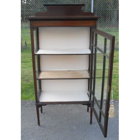 Porzellan Vitrine Edwardian 1890 Intarsien Mahagoni Massiv 