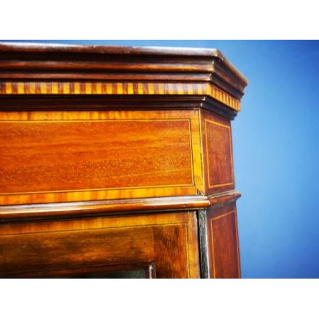 Antiker intarsierter Mahagoni Eckschrank mit Aufsatz, 1890