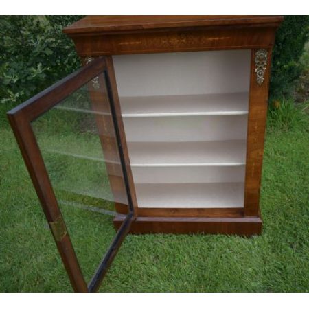 Antike viktorianische Pier Vitrine aus Walnussholz, ca. 1860