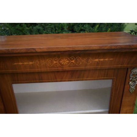 Antike viktorianische Pier Vitrine aus Walnussholz, ca. 1860