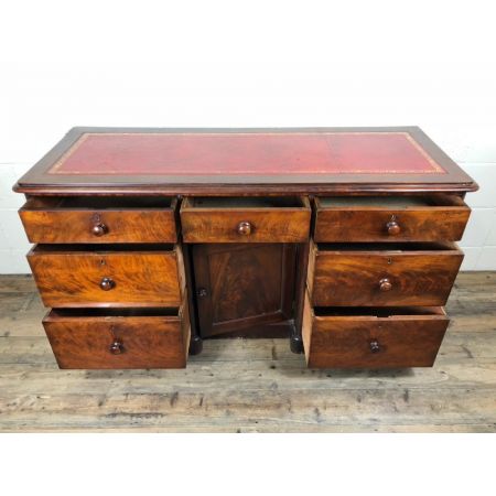 Schreibtisch Massivholz Mahagoni flame desk Antik viktorianisch