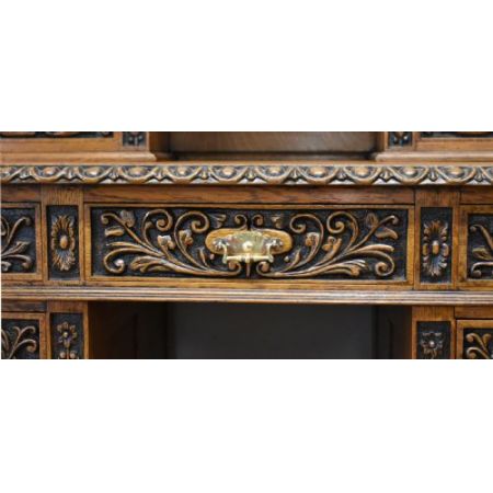 Edel geschnitzter Schreibtisch Antik Massivholz Eiche viktorianisch