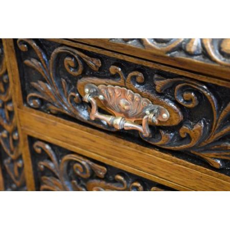 Edel geschnitzter Schreibtisch Antik Massivholz Eiche viktorianisch