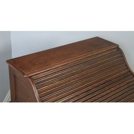 Antiker englischer Rollschreibtisch, Rollpult aus Eiche / roll top pedestal office desk, circa 1920 George V