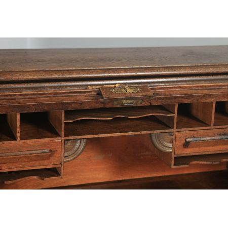 Antiker englischer Rollschreibtisch, Rollpult aus Eiche / roll top pedestal office desk, circa 1920 George V