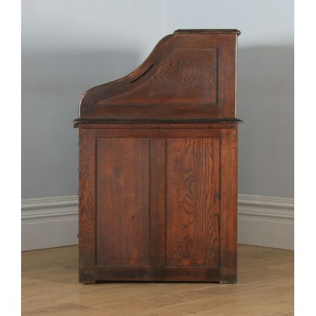 Antiker englischer Rollschreibtisch, Rollpult aus Eiche / roll top pedestal office desk, circa 1920 George V