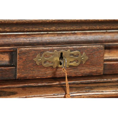 Antiker englischer Rollschreibtisch, Rollpult aus Eiche / roll top pedestal office desk, circa 1920 George V