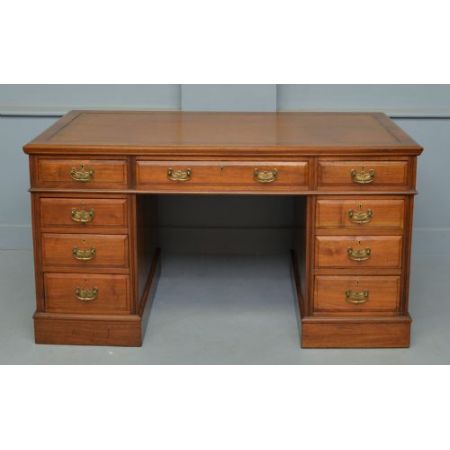  Sockel Schreibtisch, viktorianische Epoche,  Nussbaumholz