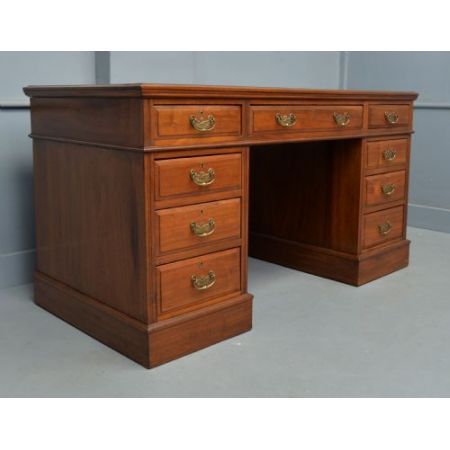  Sockel Schreibtisch, viktorianische Epoche,  Nussbaumholz