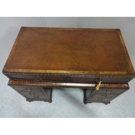 Art-Deco Schreibtisch, Leder ,Nussbaum