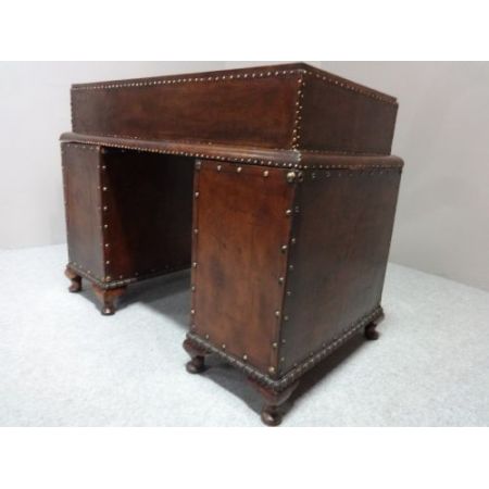 Art-Deco Schreibtisch, Leder ,Nussbaum