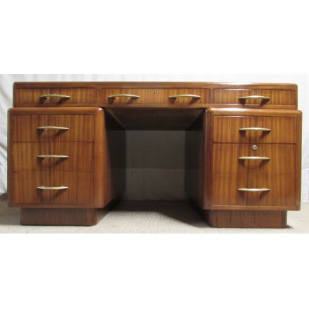 Art Deco Nussbaum Schreibtisch / Pedestal Table 
