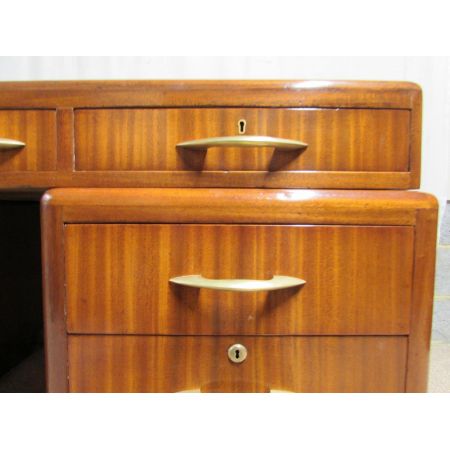 Art Deco Nussbaum Schreibtisch / Pedestal Table 