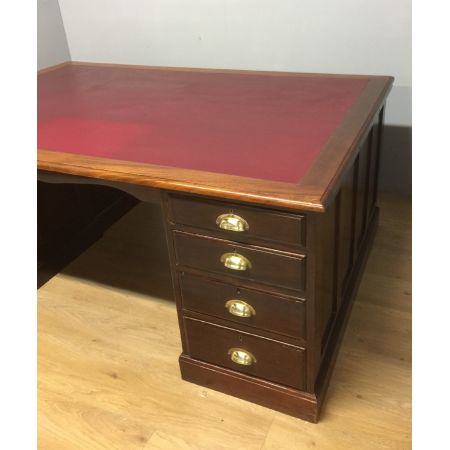 großer edwardian Mahagoni Partners Schreibtisch