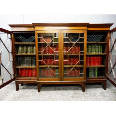  Mahagoniholz breakfront Bücherregal, edwardian Stil