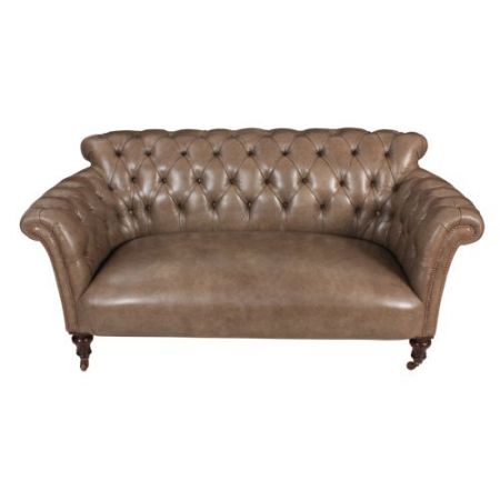  Chesterfield Sofa, Mahagoni, graues Leder, Victorian 