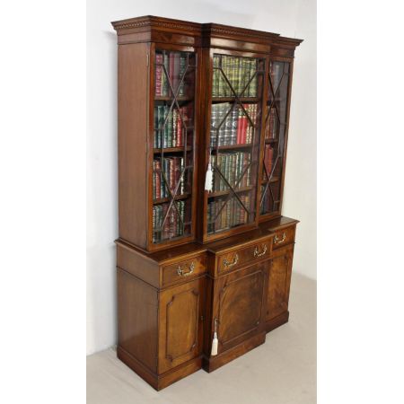 Mahagoni Massivholz Bücherregal antik breakfront englisch edwardianisch