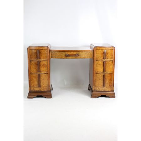 antiker Art Deco Nussbaum Schreibtisch