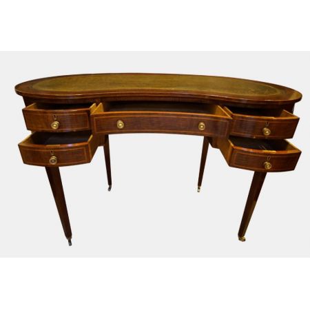 antiker Schreibtisch in Nierenform, Mahagoni