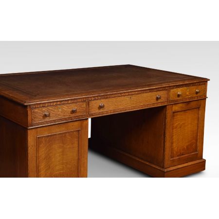 Großer Eiche Schreibtisch partners desk Massivholz antik viktorianisch