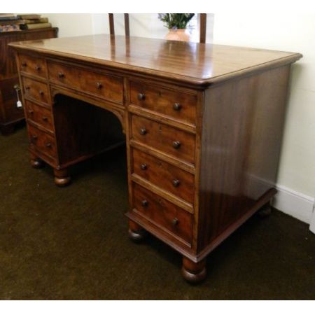 Antiker Mahagoni Pedestal Schreibtisch Pedestal Desk ca 1860