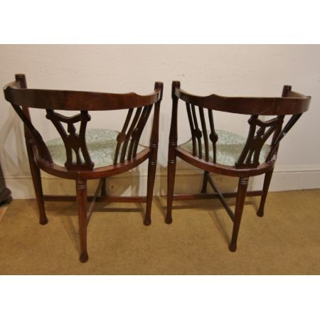 2er Satz antiker edwardianischer Arts and Craft Mahagoni Beistellstühle Occasional Chairs ca 1890