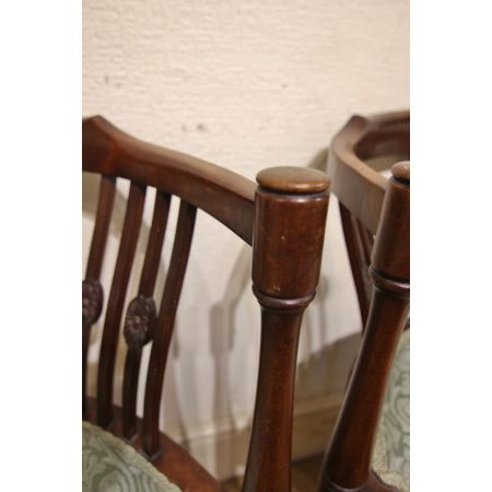 2er Satz antiker edwardianischer Arts and Craft Mahagoni Beistellstühle Occasional Chairs ca 1890