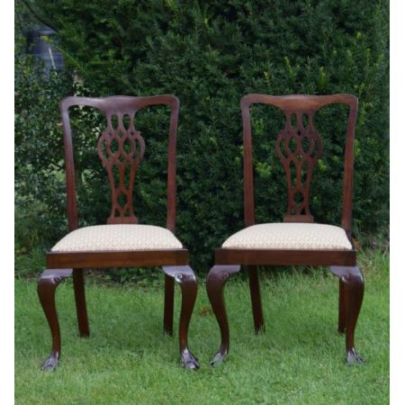 2er Satz antiker Chippendale Beistellstühle Side Chairs aus Mahagoni ca 1900